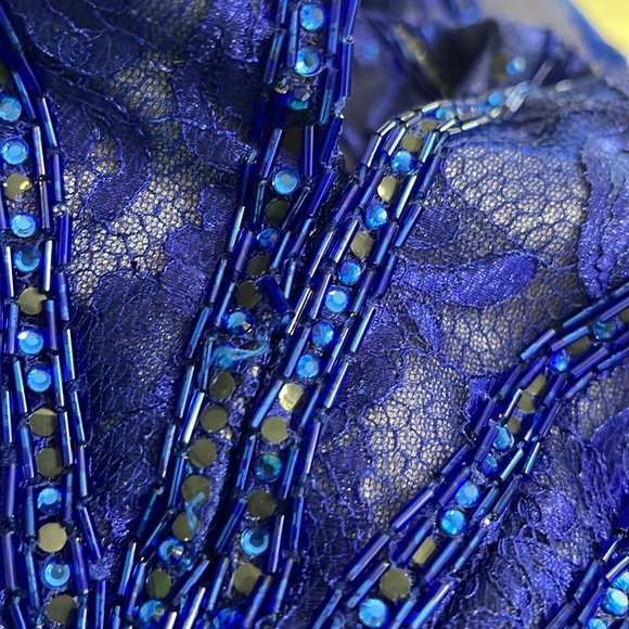 Blue Halter Prom Gown dress size 4 MISSING MANY GEMS - Picture 14 of 14